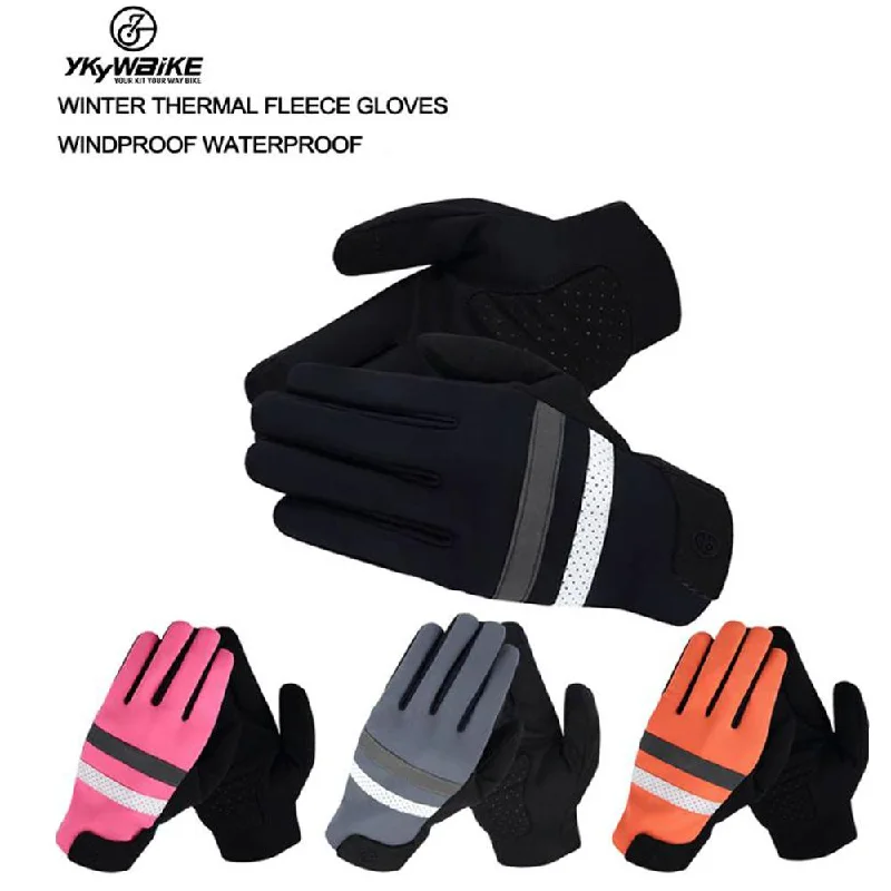 Cycling socks with adjustable fabric-YKYW MTB Road Cycling Thermal Fleece Full Finger Gloves Windproof Waterproof Absorbing Anti-Slip XRD Technology Shockproof Reflective 4 Colors