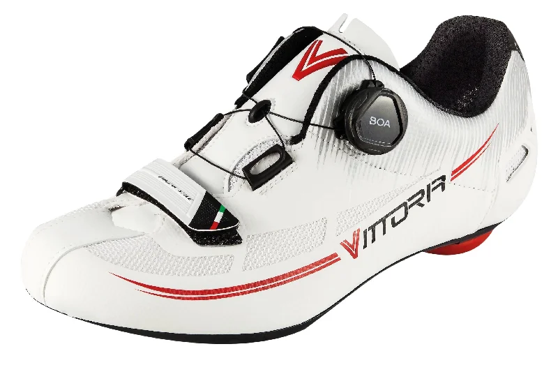 Cycling rain pants with ventilated fabric-Vittoria Fusion 2 Road Cycling Shoes, White/Red EU 39.5