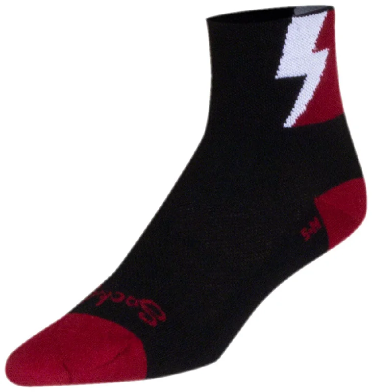 Cycling tights with adjustable design-SockGuy Classic Bolt Socks - 3" Red Large/X-Large