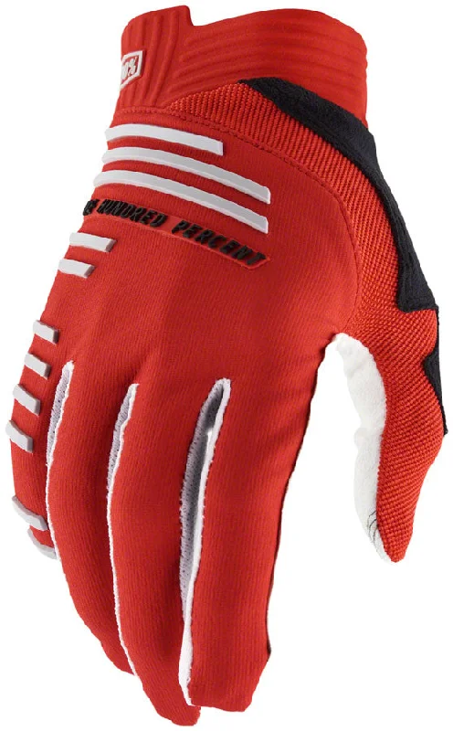 Bicycle riding shoes with adjustable padding-100% R-Core Gloves - Racer Red Full Finger X-Large