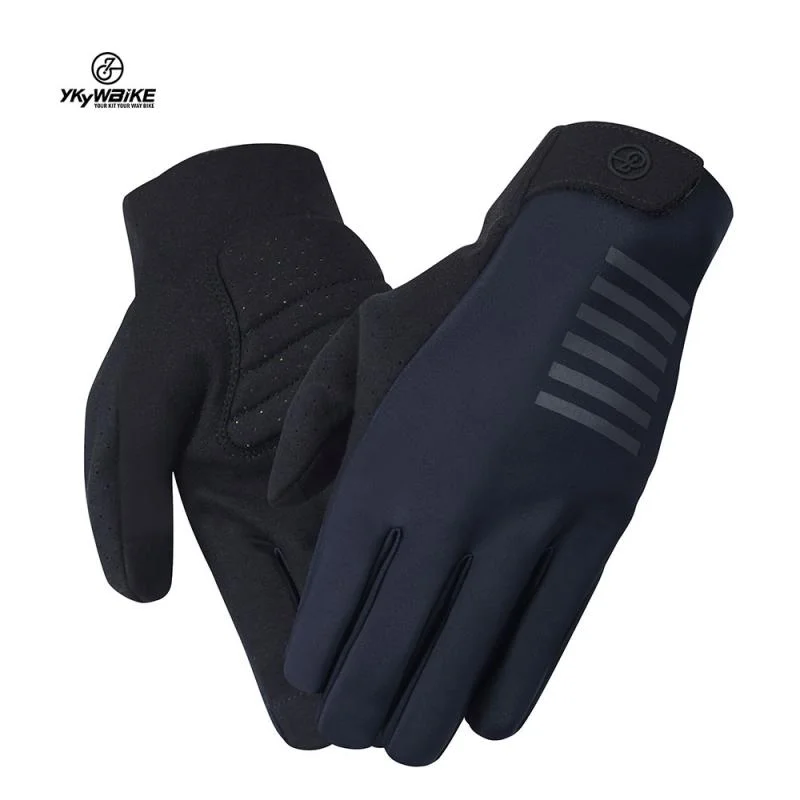 Bike riding vest with adjustable weave-YKYW Pro Team MTB Road Cycling Touch Screen Full Finger Gel Gloves Windproof Waterproof 2 Colors