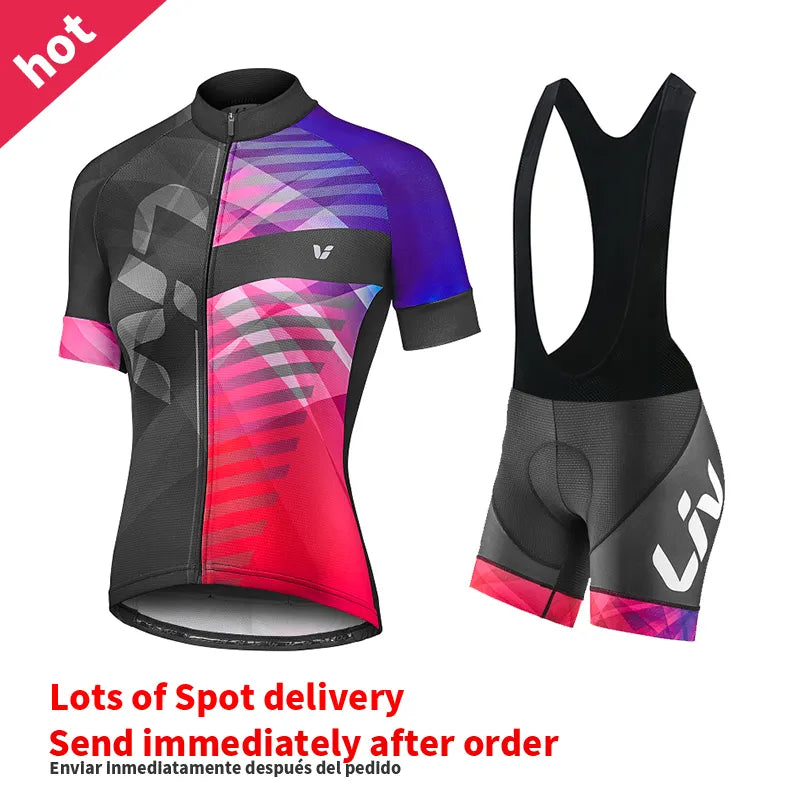 Cycling rain jacket with adjustable shell-Liv Cycling Shorts Set 2023 New Women Cycling Jersey Bike Clothing Suit Liv Team Version Racing Suit Roupa Ciclismo Feminine