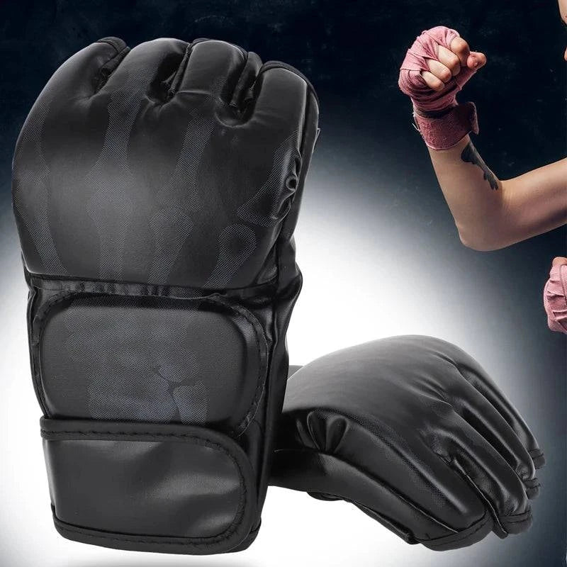 Bicycle riding shoes with adjustable fabric-Half Fingers MMA Fighting Gloves Comfortable Easy to Use Durable Sturdy Breathability Boxing Gloves for Men